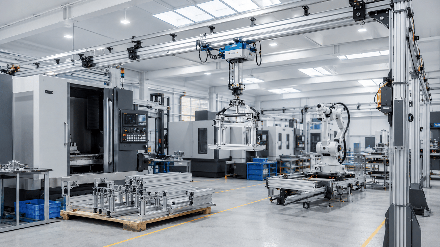Aluminum crane systems for robotics manufacturing